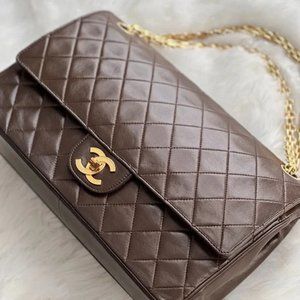 Chanel Vintage Medium Classic Flap Brown Reissue with Bijoux Chain